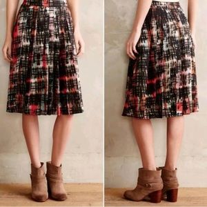 Anthropologie Multi Color Pleated High Waisted Skirt